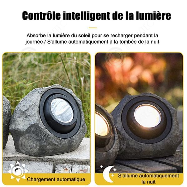 INN Solar Spotlight 3LED Simulated Stone Lamp Intelligent Light Control Solar Spotlight Utomhus Vattentät Exteriör Spotlight