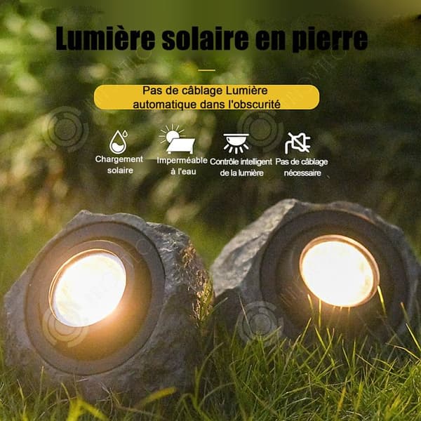 INN Solar Spotlight 3LED Simulated Stone Lamp Intelligent Light Control Solar Spotlight Utomhus Vattentät Exteriör Spotlight