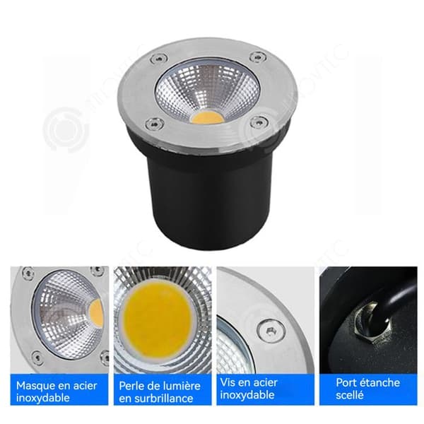 INN Solar spotlight IP65 10W rund underjordisk lampa vattentät solspotlight infälld belysning för trädgårdsgårdar fyrkantig solfyr
