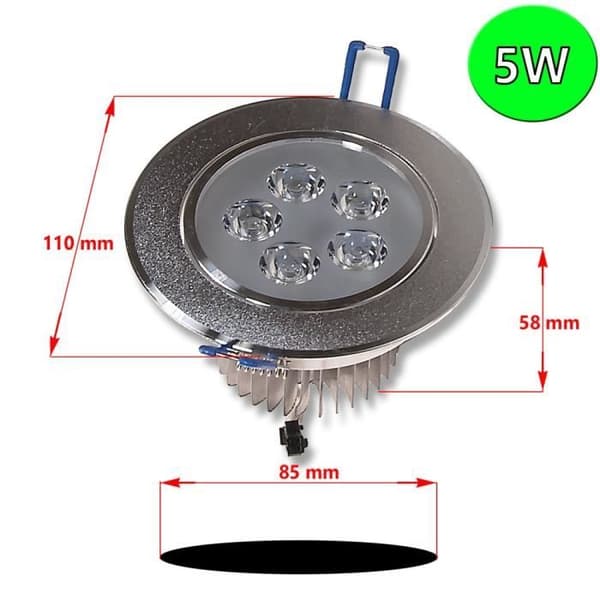 12x LEDVero LED Downlight 5W rund kallvit.