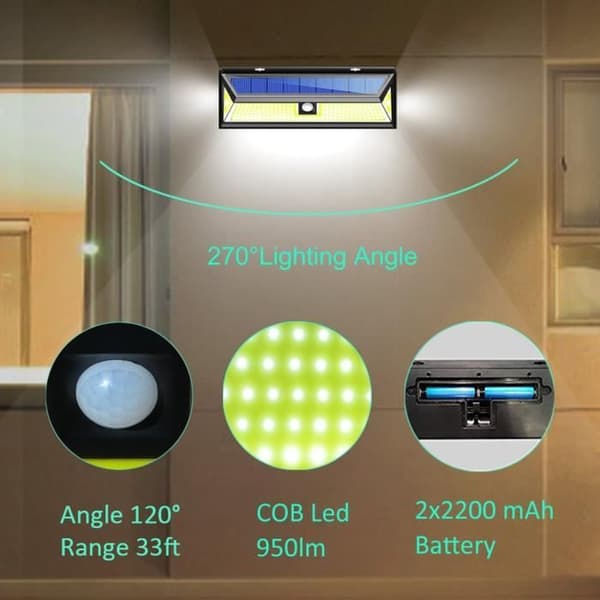 Juce® Solar Light Outdoor 180 LED Vattentät Solar Powered Motion Sensor Lighting Trådlös Solar Spot Light Kraftfull