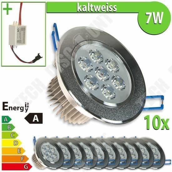 TD® 10x LEDVero LED Downlight 7W rund kallvit.