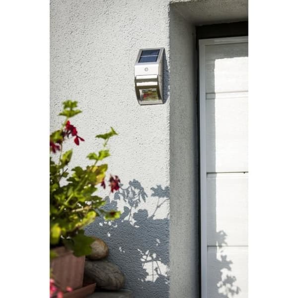 Solarspotlight i rostfritt stål med närvarodetektor - GALIX - Vägglampa typ - 25 Lumen - 8 timmars belysning