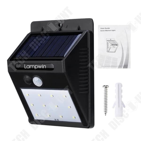 TD® 12 LED Solar Lamp Säkerhetsbelysning - Rörelsedetektor - Vattentät - Utomhus - Solar Spotlight - Trädgård, Terrass