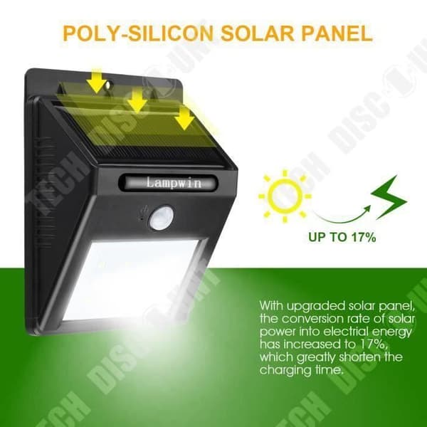TD® 12 LED Solar Lamp Säkerhetsbelysning - Rörelsedetektor - Vattentät - Utomhus - Solar Spotlight - Trädgård, Terrass