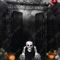 Miniatyrbild 3 av 4: Dekorativa rekvisita för TD® Halloween-simulering av skalle, Ghost Festival-skalleprydnader, set i tre delar