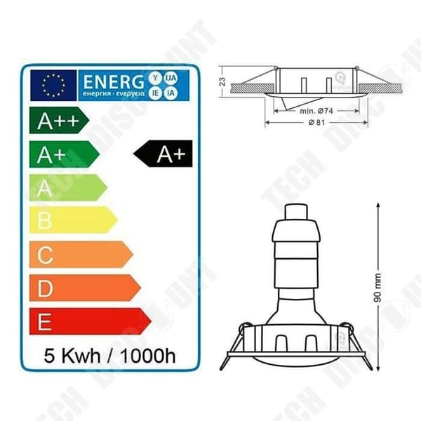 TD® SET OM 50 JUSTERBAR INFÄNGD SPOTLIGHT LED FYRKANTIG ALU BORSTAD GU10 230V ekv. 50W NEUTRAL VIT