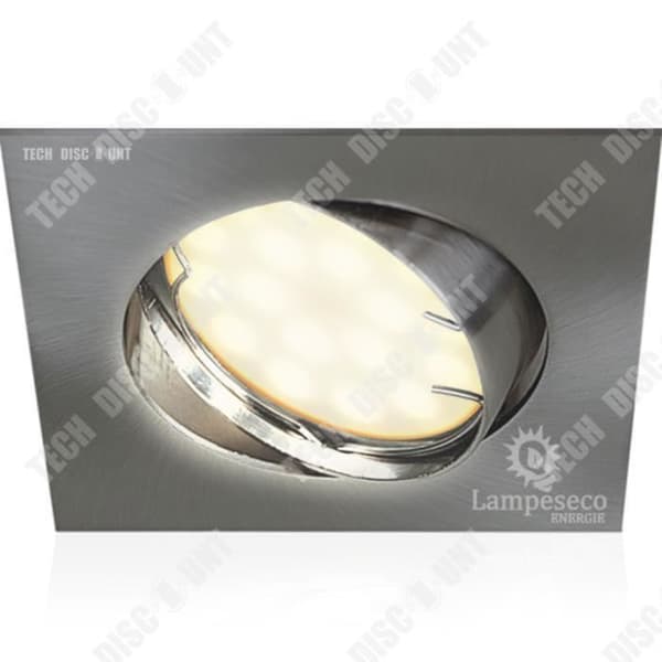 TD® SET OM 50 JUSTERBAR INFÄNGD SPOTLIGHT LED FYRKANTIG ALU BORSTAD GU10 230V ekv. 50W NEUTRAL VIT