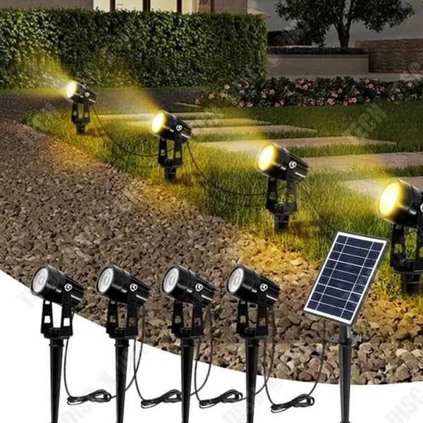 TD® Solar LED gräsmatta strålkastare Vikbar utomhus utomhus trädgård gräs plug-in lampa en skjut fyra varmt ljus
