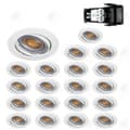 Miniatyrbild 2 av 4: HTBE® 20-pack Varmvit Runda Vita LED-taklampor Justerbar Spotlight Frostad Vit 5W Lamphus Spotbelysning inomhus ma