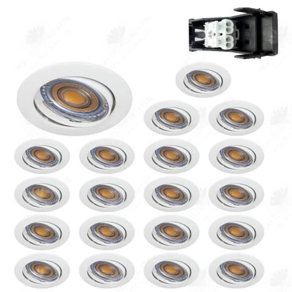 HTBE® 20-pack Varmvit Runda Vita LED-taklampor Justerbar Spotlight Frostad Vit 5W Lamphus Spotbelysning inomhus ma