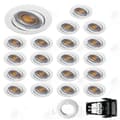 Miniatyrbild 1 av 4: HTBE® 20-pack Varmvit Runda Vita LED-taklampor Justerbar Spotlight Frostad Vit 5W Lamphus Spotbelysning inomhus ma