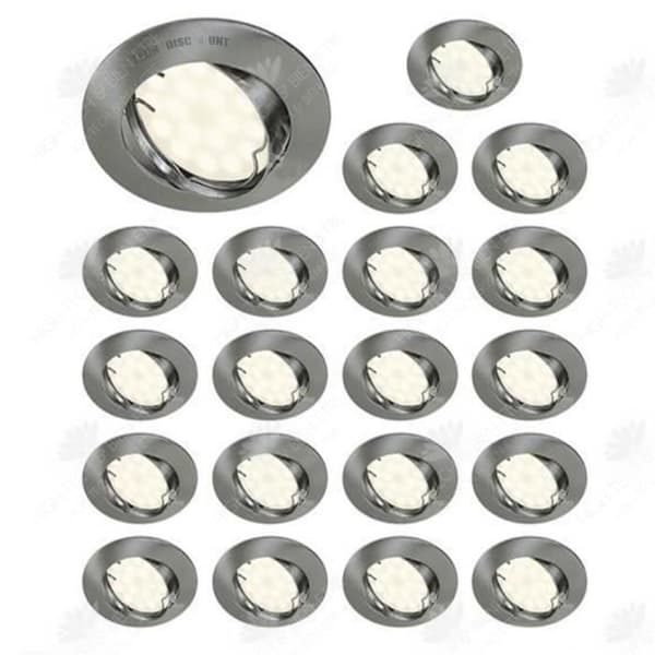 HTBE® Runda taklampor i rostfritt stål Färgtemperatur 3000K 20 Justerbara infällda spotlights Borstad aluminium med 50W Glödlampa Vit C