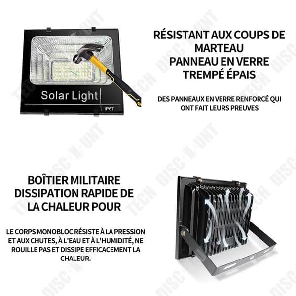 TD utomhussollampa 150W 144LED utomhussollampa med fjärrkontroll Vattentät IP67 utomhussolarbelysning trädgård