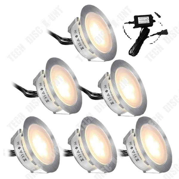 TD Infälld LED-spotlight 6 st 55mm 1,5W/st vattentät IP67 dimbar infälld LED-spotlight för träterrasstak 2800K varmvit