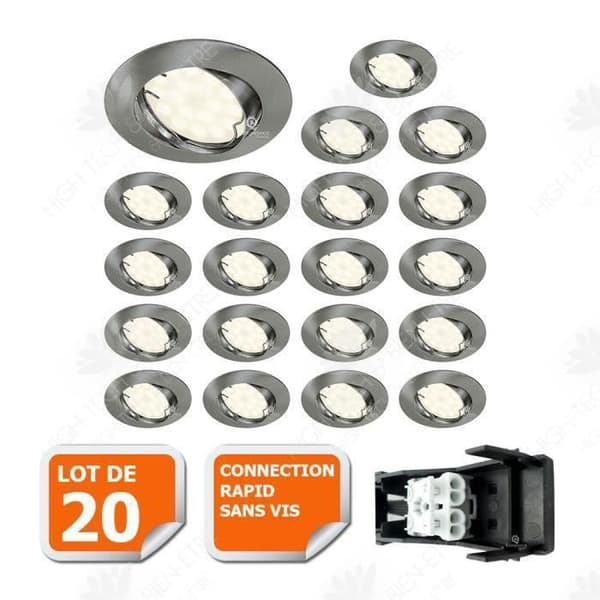 HTBE® 50W varmvit rund rostfritt stål 3000K färgtemperatur taklampor 20 justerbara infällda spotlights aluminium br