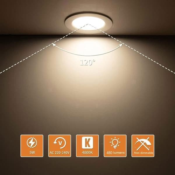 Spot LED Inbyggnad Extra Platt - 6W - Neutral Vit 4000K - Hål Φ70-85mm - 10 St - För Kök Vardagsrum Korridor