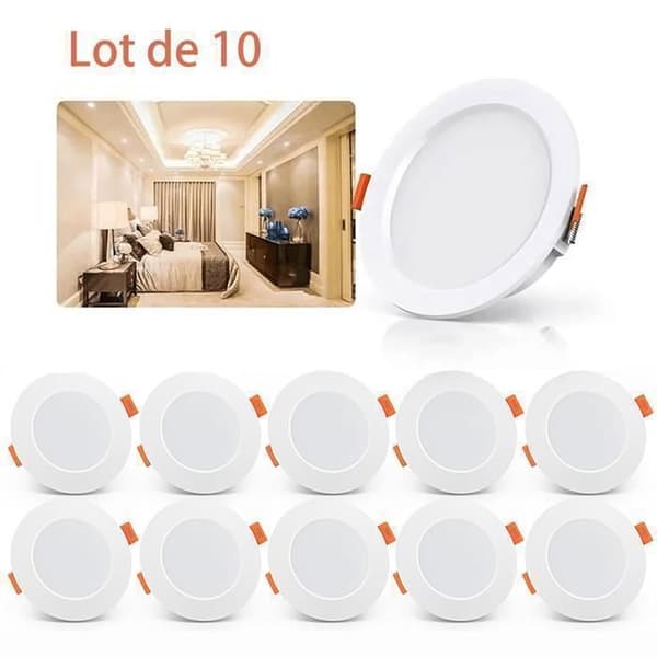 Spot LED Inbyggnad Extra Platt - 6W - Neutral Vit 4000K - Hål Φ70-85mm - 10 St - För Kök Vardagsrum Korridor