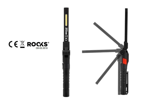 ROOKS KYNÄVALAISIN, TAITETTAVA COB-KUVA, SUPER SLIM, 3 IN 1, 100 LM