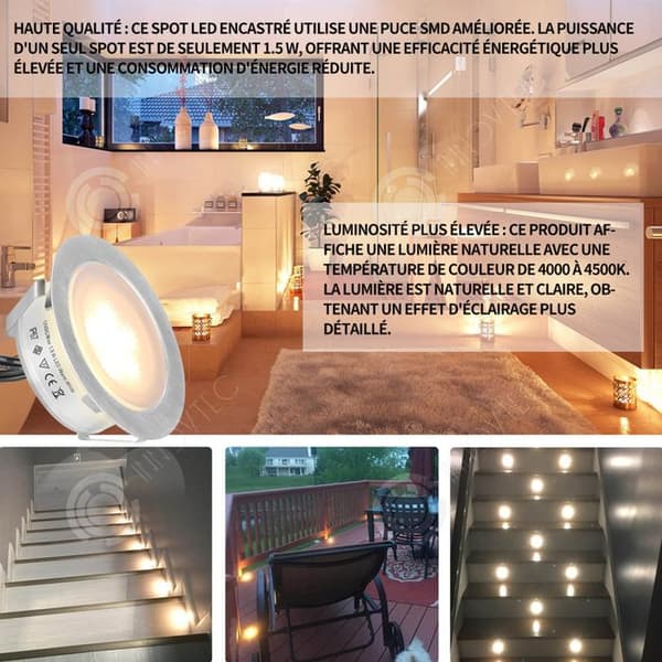 INN Utomhussollampa 8 st 55mm 1,5W vattentät IP67 dimbar infälld LED-spot för träterrasstak 2800K plac spots