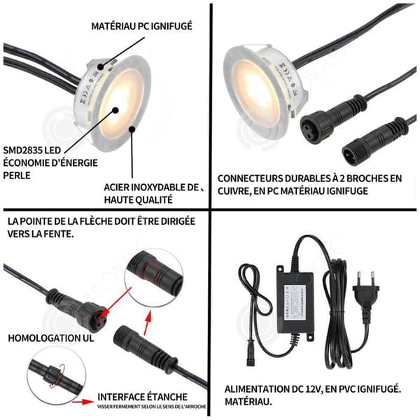 INN Utomhussollampa 8 st 55mm 1,5W vattentät IP67 dimbar infälld LED-spot för träterrasstak 2800K plac spots