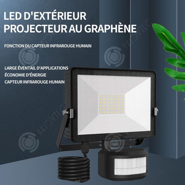 INN Utomhus LED strålkastare 30w 3000LM Människokroppen Infraröd sensor Grafen Projektor Fjärrkontroll Modell IP66 Level Protecti