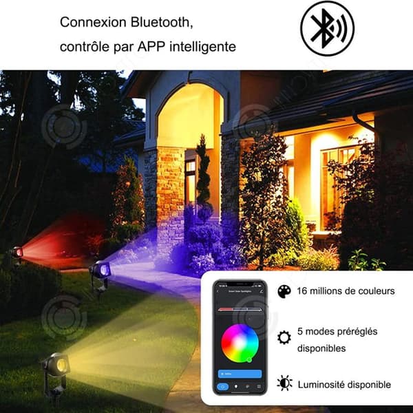 INN Solspot med 2 utomhus IP68 solspotar i olika färger justerbara med Bluetooth kontroll solmärke