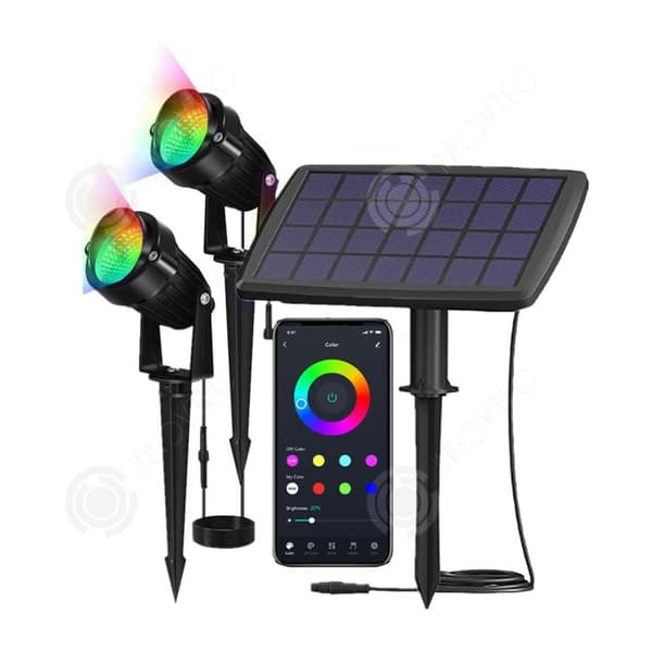 INN Solspot med 2 utomhus IP68 solspotar i olika färger justerbara med Bluetooth kontroll solmärke