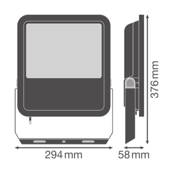Ledvance LED-projektor Aluminium Svart 133W 20000lm 100D - 865 Dagsljus | IP66 - Symmetrisk