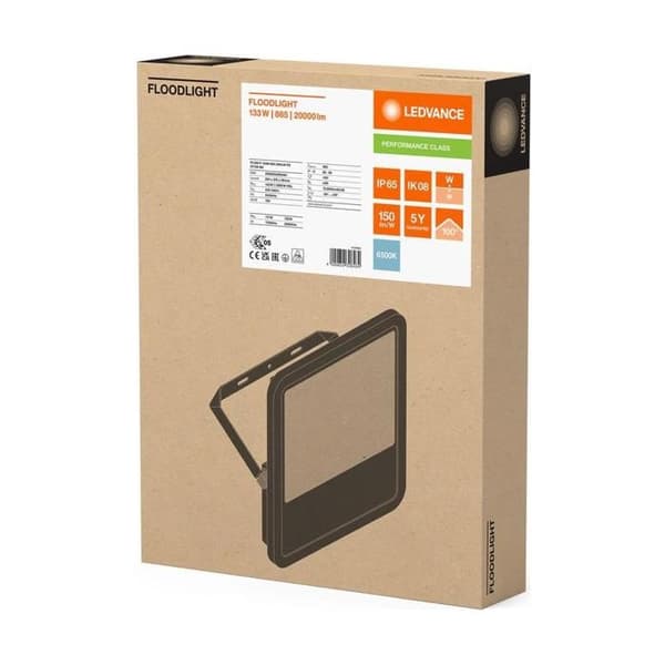 Ledvance LED-projektor Aluminium Svart 133W 20000lm 100D - 865 Dagsljus | IP66 - Symmetrisk
