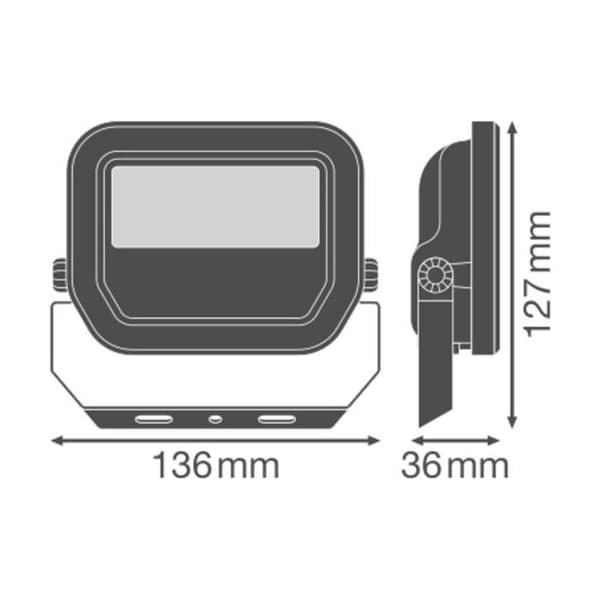 Ledvance LED-projektor Aluminium Vit 8W 1100lm 100D - 830 Varmvit | IP66 - Symmetrisk