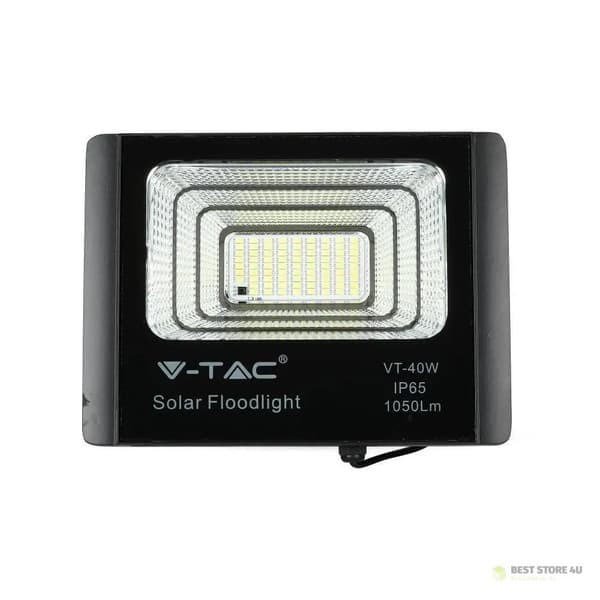 Solcellsdriven LED-projektor V-TAC 16W Svart IP65, Fjärrkontroll, Timer VT-40W 6000K 1050lm