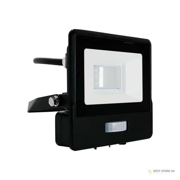 LED-projektori V-TAC 10W SAMSUNG CHIP Liiketunnistin Musta Kaapeli 1M VT-118S-1 6400K 735lm 5 Vuoden Takuu
