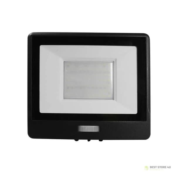 LED-projektor V-TAC 50W SAMSUNG CHIP bevægelsessensor sort kabel 1M VT-158S-1 4000K 4000lm 5 års garanti
