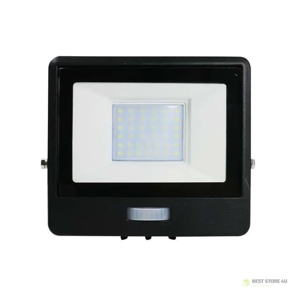 LED-projektor V-TAC 30W SAMSUNG CHIP bevægelsessensor sort MED MUFF VT-138S 3000K 2340lm 5 års garanti