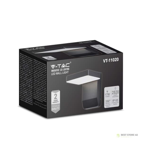 Projektorfasadarmatur V-TAC 17W LED Svart IP65 VT-11020 4000K 2580lm