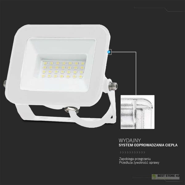 LED-projektor V-TAC 30W SAMSUNG CHIP PRO-S Hvid VT-44030 6500K 2505lm 5 års garanti
