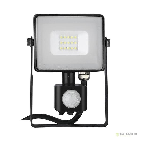 LED-projektor V-TAC 10W SAMSUNG CHIP bevægelsessensor afbrydelsesfunktion sort VT-10-SB 4000K 800lm 5 års garanti