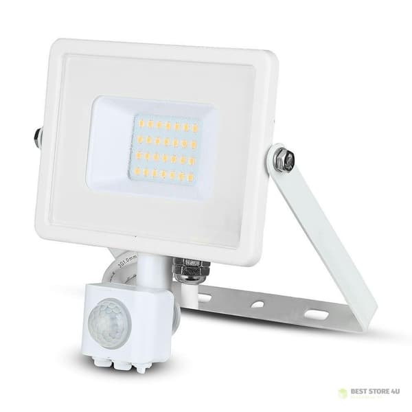 LED-projektor V-TAC 20W SAMSUNG CHIP Rörelsesensor Avstängningsfunktion Vit VT-20-SB 4000K 1600lm 5 års garanti