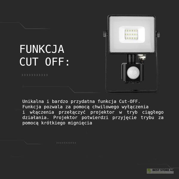 LED-projektor V-TAC 20W SAMSUNG CHIP Rörelsesensor Avstängningsfunktion Vit VT-20-SB 4000K 1600lm 5 års garanti