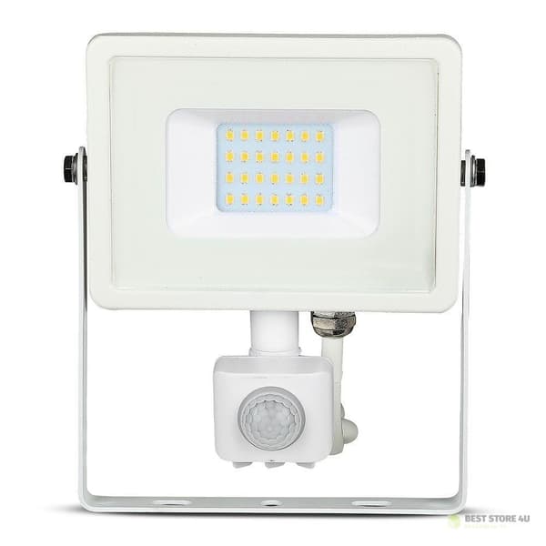 LED-projektor V-TAC 20W SAMSUNG CHIP Rörelsesensor Avstängningsfunktion Vit VT-20-SB 4000K 1600lm 5 års garanti