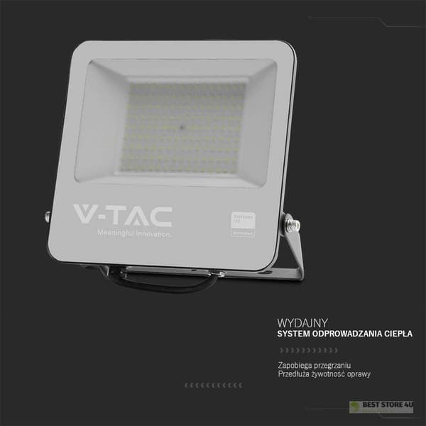 LED-projektor V-TAC 100W 100Lm/W 1m kabel SAMSUNG CHIP sort VT-44104 4000K 8700lm 5 års garanti