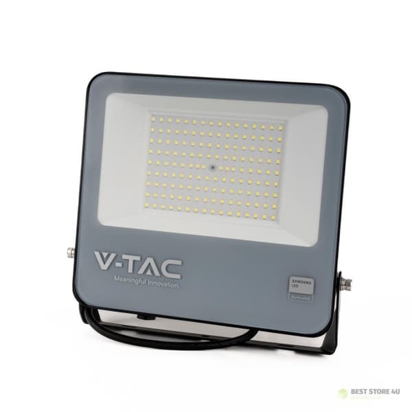 LED-projektor V-TAC 100W 100Lm/W 1m kabel SAMSUNG CHIP sort VT-44104 4000K 8700lm 5 års garanti