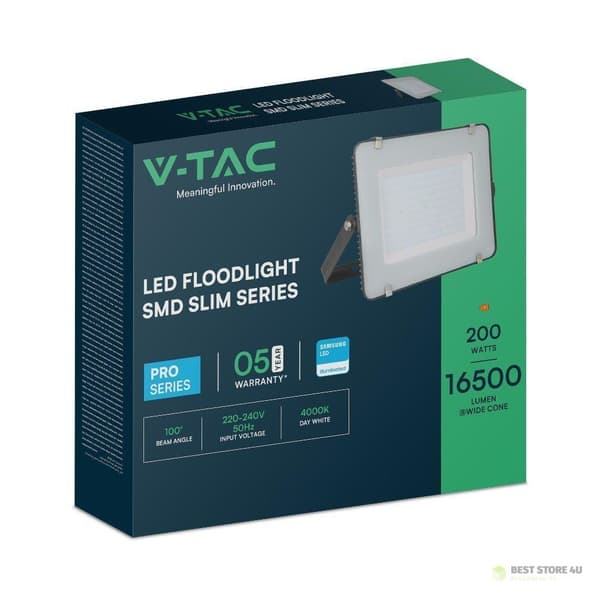 LED-projektor V-TAC 200W SAMSUNG CHIP Sort VT-200 4000K 16500lm 5 års garanti