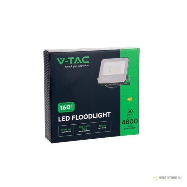 LED-projektor V-TAC 30W SAMSUNG CHIP Sort 160Lm/W VT-44031 4000K 4800lm 5 års garanti