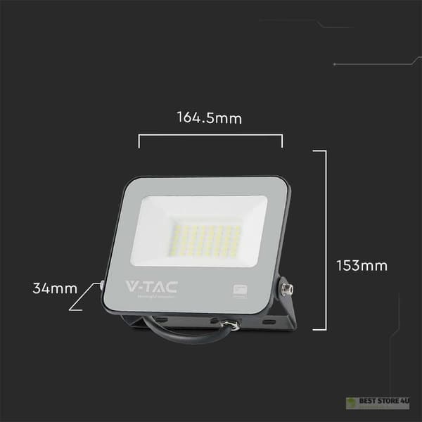 V-TAC LED-projektor 30W 185Lm/W Sort VT-4435 6500K 5550lm