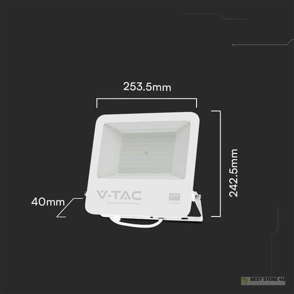 LED-projektor V-TAC 100W 100Lm/W 1m kabel SAMSUNG CHIP Hvid VT-44104 6500K 8700lm 5 års garanti