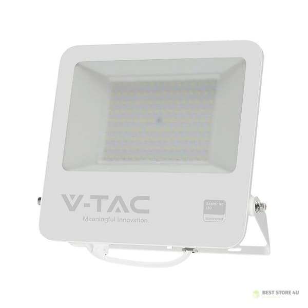 LED-projektor V-TAC 100W 100Lm/W 1m kabel SAMSUNG CHIP Hvid VT-44104 6500K 8700lm 5 års garanti