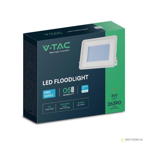 LED-projektori V-TAC 300W SAMSUNG CHIP PRO-S Valkoinen VT-44300 6500K 26390lm 5 vuoden takuu