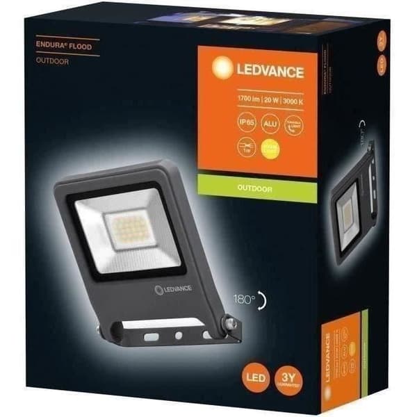LED utomhusstrålkastare - LEDVANCE - 20 W - 1600 lm - IP65 - Aluminium - Mörkgrå